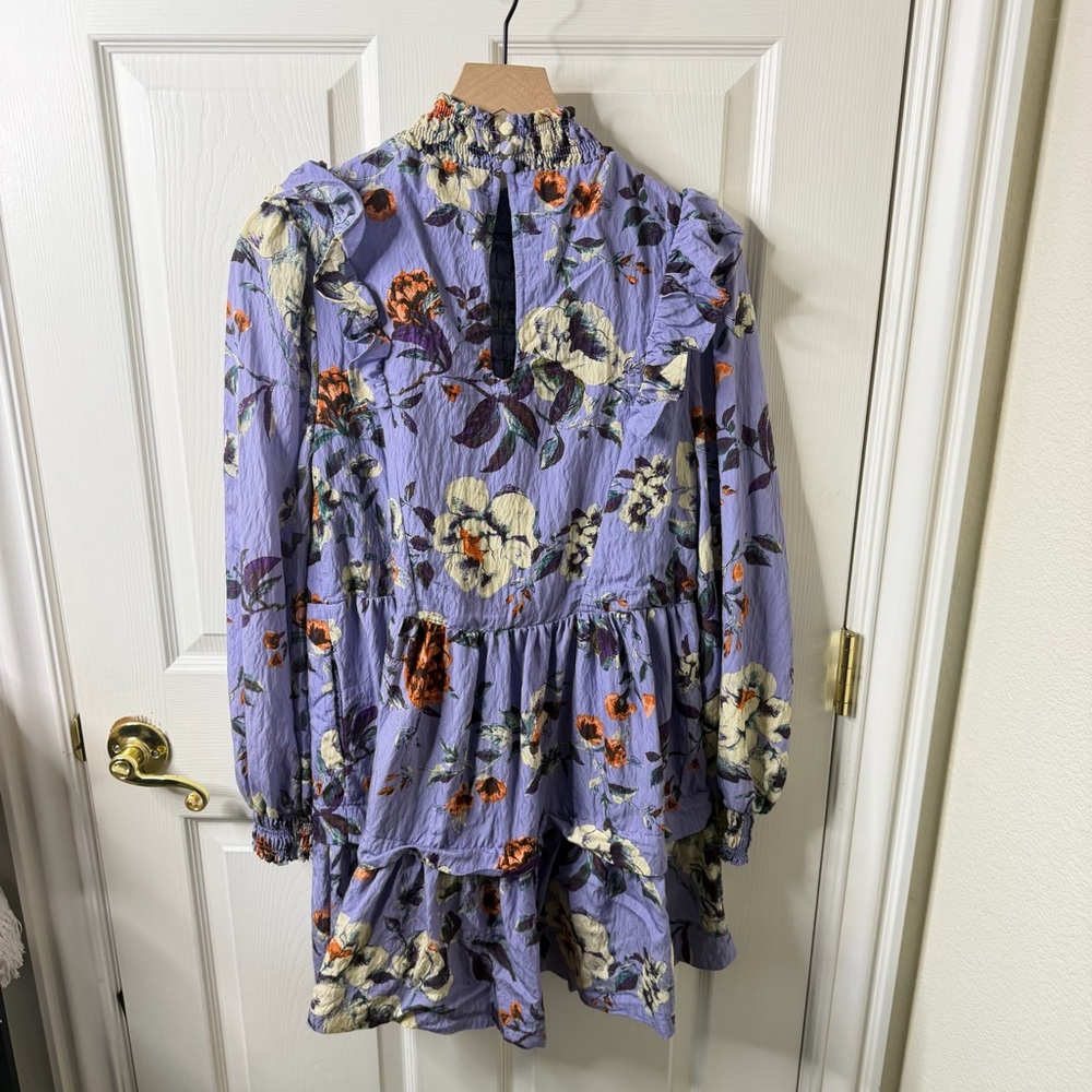 Anthropologie Lavender Floral Smock Mini Dress Womens Size‎ S - Picture 5 of 7